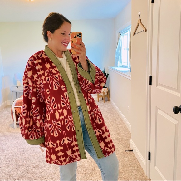 Free People Jackets & Blazers - NWT We The Free Free People Ikat Red Green Jacket Small